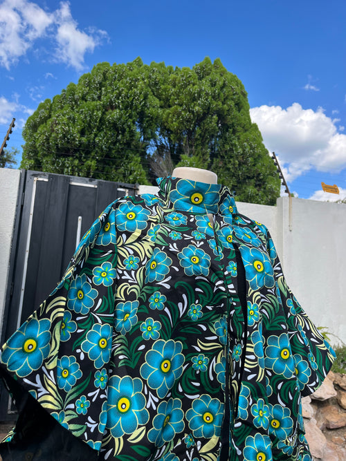 Blue Floral Poncho